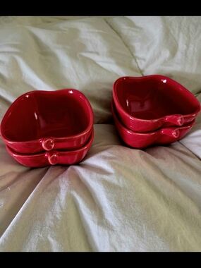 Set of 4 Stonewall Kitchen  Red Apple Ramekins